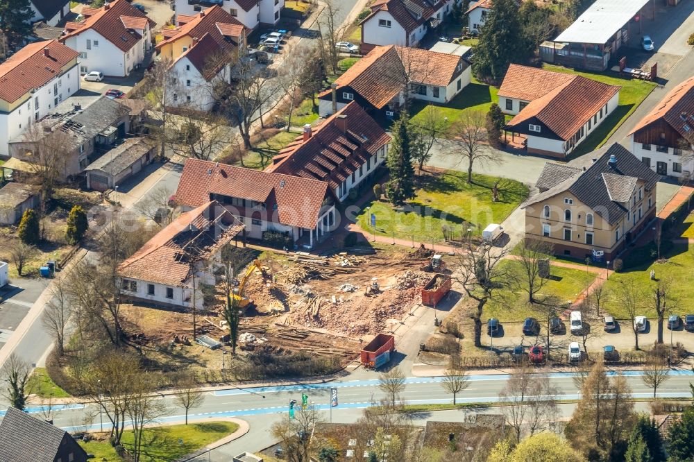 Bad Wildungen from the bird's eye view: Demolition of the building area of on Giflitzer Strasse in Bad Wildungen in the state Hesse, Germany