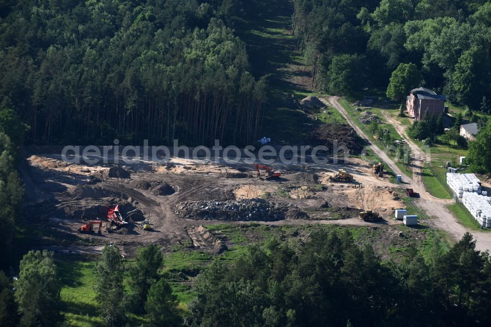 Lübtheen from above - Demolition of the building area of Lagerstrasse in Luebtheen in the state Mecklenburg - Western Pomerania