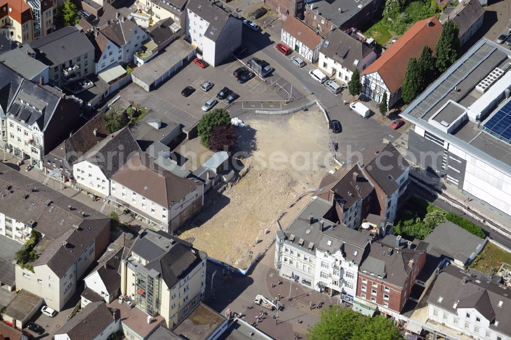 Aerial image Unna - Demolition of the building area of Pruente-Komplex on Bahnhofstrasse - Klosterstrasse in Unna in the state North Rhine-Westphalia