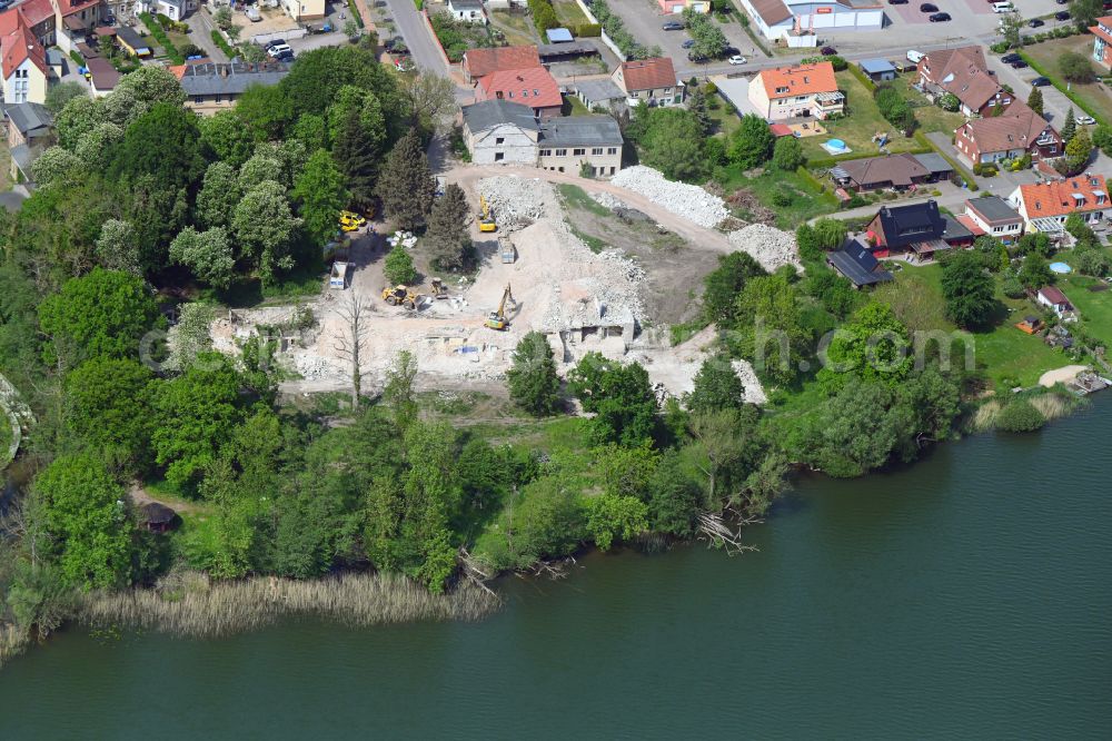 Aerial photograph Warin - Demolition of the building area of on street Burgstrasse in Warin in the state Mecklenburg - Western Pomerania, Germany