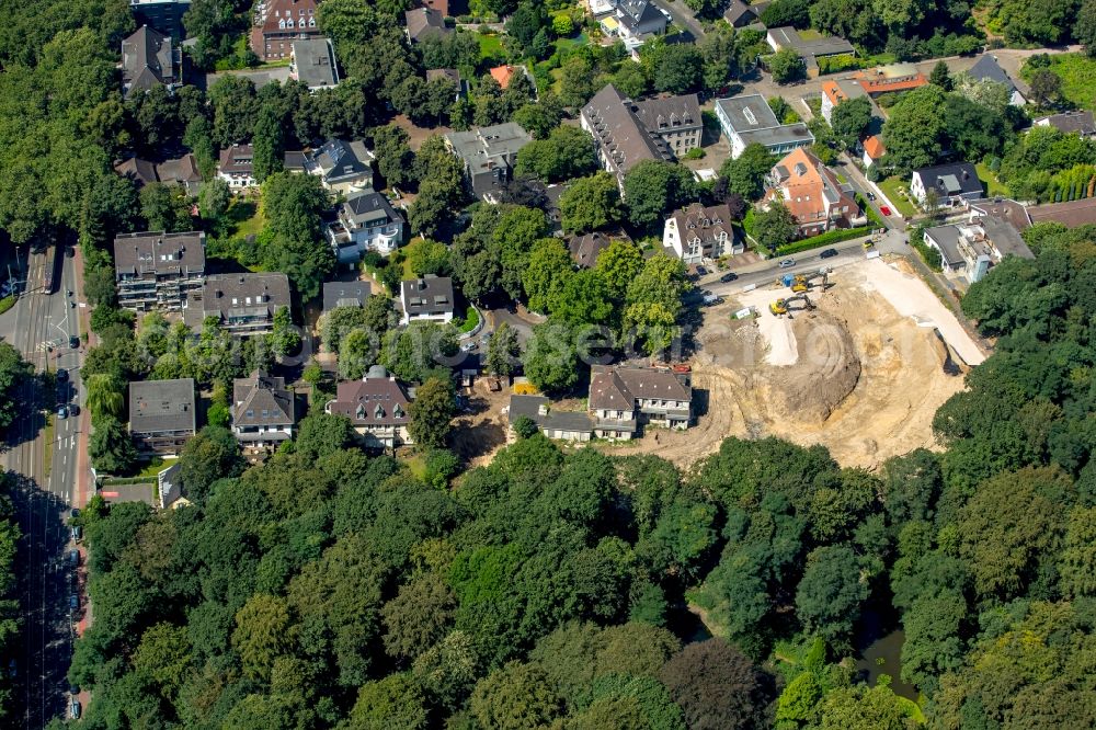 Aerial photograph Duisburg - Demolition area of Henle villa Kaiserberg in Duisburg in North Rhine-Westphalia