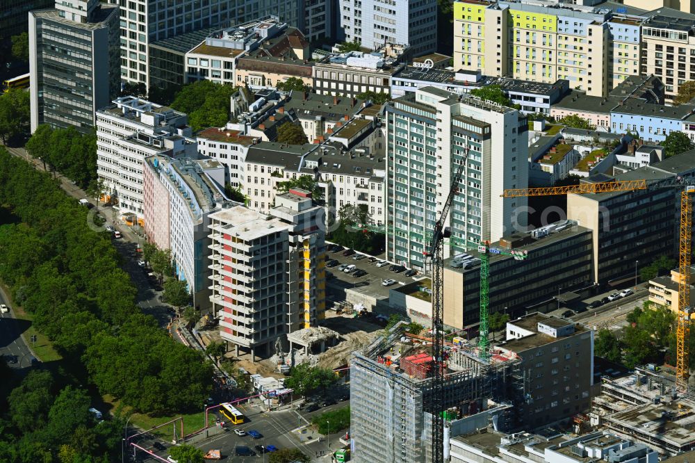 Berlin from above - Demolition and dismantling of the high-rise building on street An der Urania in the district Schoeneberg in Berlin, Germany