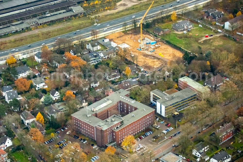 Aerial image Duisburg - Demolition area of a retirement home in the district Dellviertel in Duisburg in the state North Rhine-Westphalia