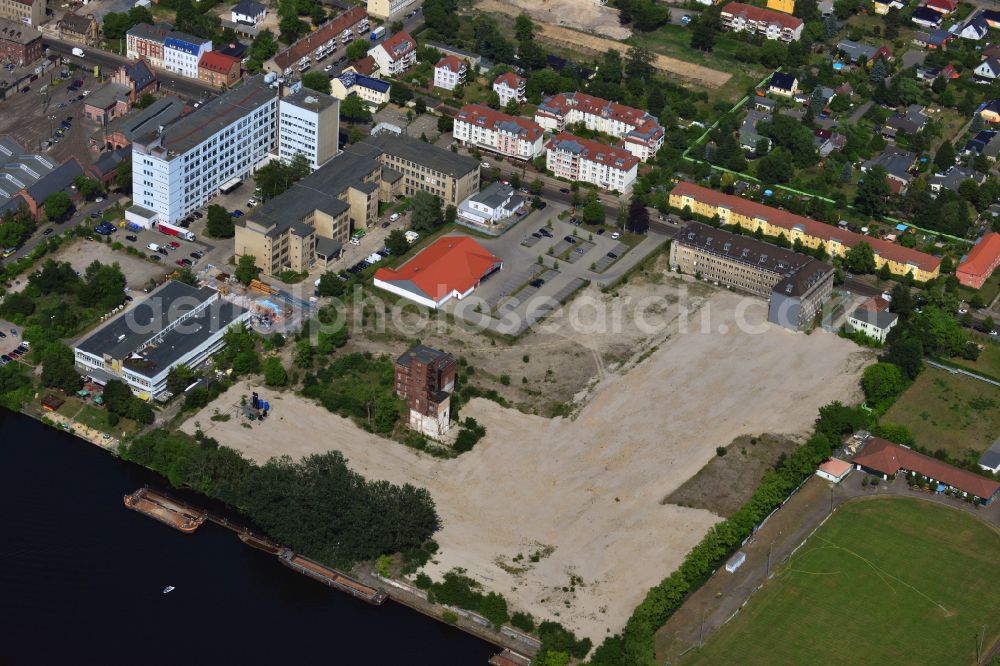 Berlin from above - Demolition site of the former GDR- Funkwerk Koepenick district on the banks of the Dahme in the district Koepenick in Berlin