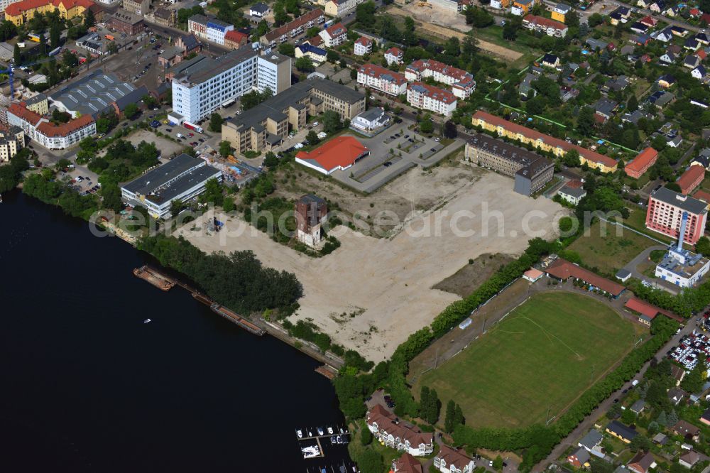 Berlin from the bird's eye view: Demolition site of the former GDR- Funkwerk Koepenick district on the banks of the Dahme in the district Koepenick in Berlin