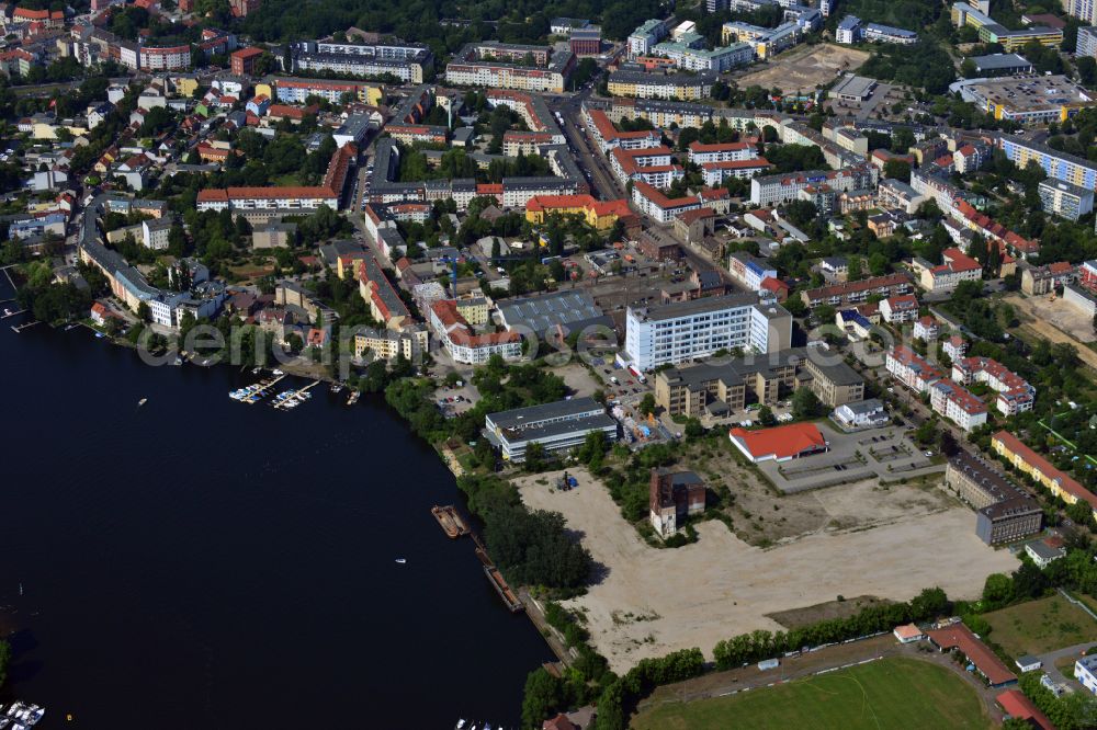 Aerial image Berlin - Demolition site of the former GDR- Funkwerk Koepenick district on the banks of the Dahme in the district Koepenick in Berlin