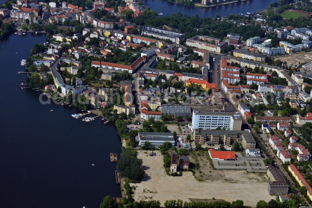 Aerial photograph Berlin - Demolition site of the former GDR- Funkwerk Koepenick district on the banks of the Dahme in the district Koepenick in Berlin