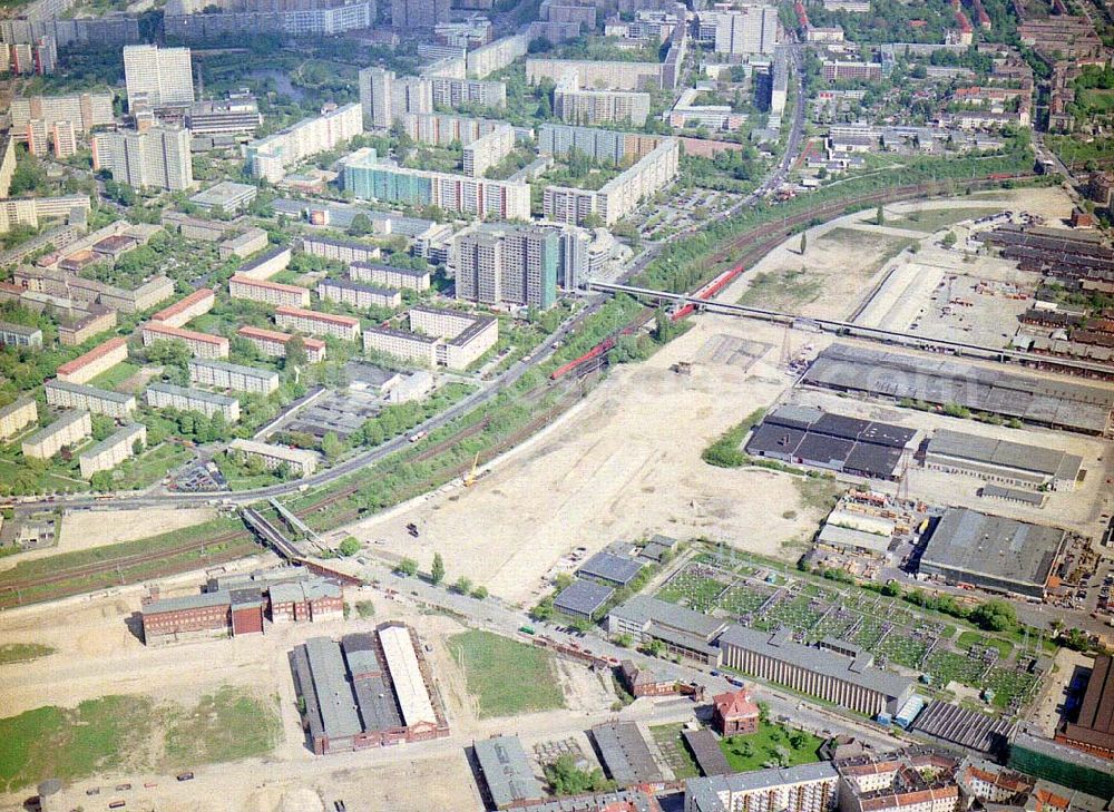 Aerial photograph Berlin - Friedrichshain - Abrißgelände der ehem. Großschlachterei an der Landsberger Allee / Storkower Straße in Berlin-Friedrichshain.