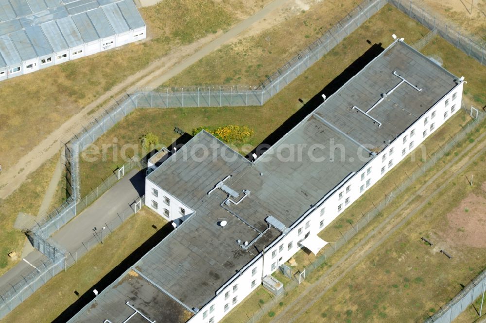 Eisenhüttenstadt from above - Deportation jail - Depository in Asylunterkunfts- building ZABH central immigration office in Eisenhuettenstadt in Brandenburg