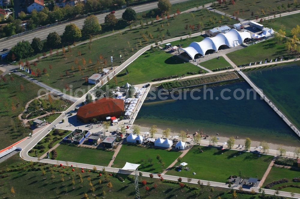 Lahr/Schwarzwald from above - Final weekend on the exhibition grounds and park areas of the horticultural show Landesgartenschau 2018 in Lahr/Schwarzwald in the state Baden-Wurttemberg, Germany