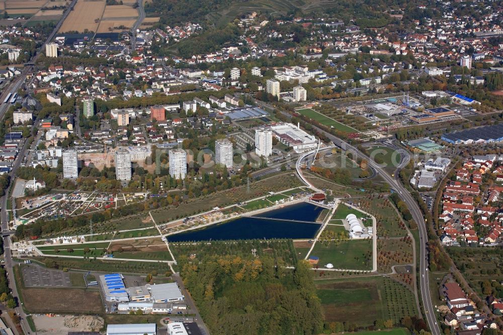 Lahr/Schwarzwald from the bird's eye view: Final weekend on the exhibition grounds and park areas of the horticultural show Landesgartenschau 2018 in Lahr/Schwarzwald in the state Baden-Wurttemberg, Germany