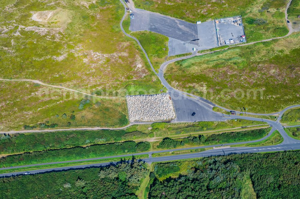 Aerial photograph Sylt - Storage area for concrete tertapods beach fortification in Westerland on Sylt in the state Schleswig-Holstein, Germany