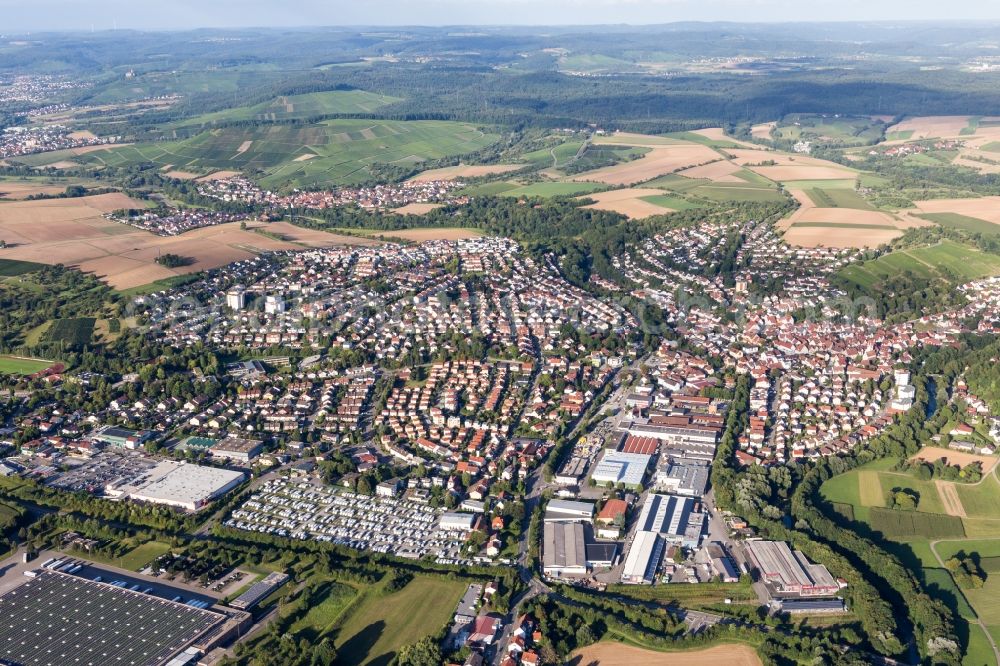 Aerial image Steinheim an der Murr - Parking and storage space for caravans of PREMIO Wohnwagen,- and Autoreparatur Steinheim in Steinheim an der Murr in the state Baden-Wurttemberg, Germany