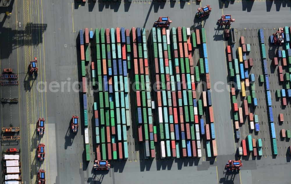 Hamburg from above - View of the HHLA Container Terminal Tollerort at the port of Hamburg