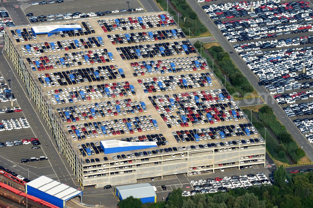 Bremerhaven from above - Site of the company BLG Automotive Logistics GmbH & Co. KG at the international port in Bremerhaven in the state Bremen