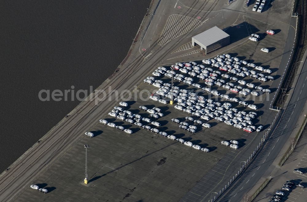 Aerial image Bremerhaven - Site of the company BLG Automotive Logistics GmbH & Co. KG at the international port in Bremerhaven in the state Bremen