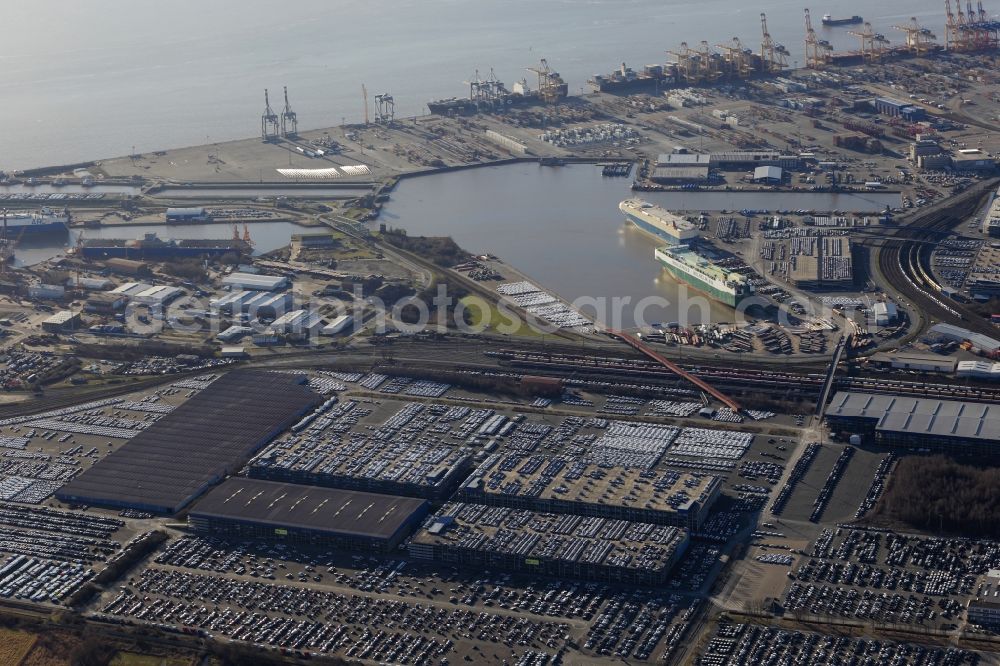 Aerial photograph Bremerhaven - Site of the company BLG Automotive Logistics GmbH & Co. KG at the international port in Bremerhaven in the state Bremen