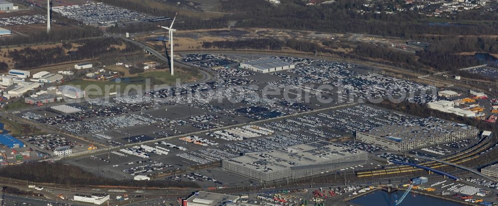 Bremerhaven from above - Site of the company BLG Automotive Logistics GmbH & Co. KG at the international port in Bremerhaven in the state Bremen