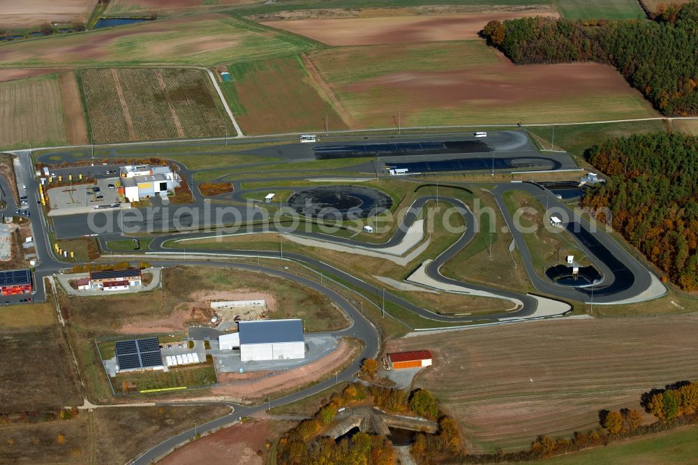 Schlüsselfeld from above - Driving Safety Training to improve road safety in motor vehicles nearby ADAC Fahrsicherheitszentrum on ADAC-Nordbayern-Strasse in Schluesselfeld in the state Bavaria, Germany