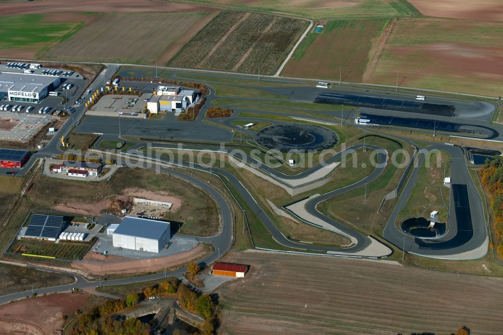 Schlüsselfeld from the bird's eye view: Driving Safety Training to improve road safety in motor vehicles nearby ADAC Fahrsicherheitszentrum on ADAC-Nordbayern-Strasse in Schluesselfeld in the state Bavaria, Germany