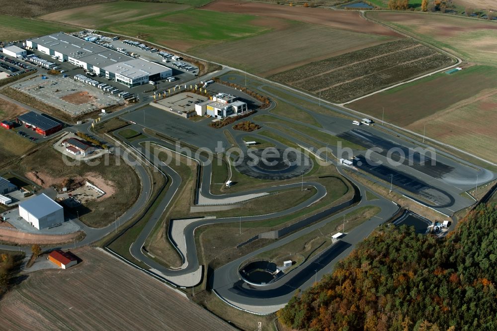 Aerial photograph Schlüsselfeld - Driving Safety Training to improve road safety in motor vehicles nearby ADAC Fahrsicherheitszentrum on ADAC-Nordbayern-Strasse in Schluesselfeld in the state Bavaria, Germany