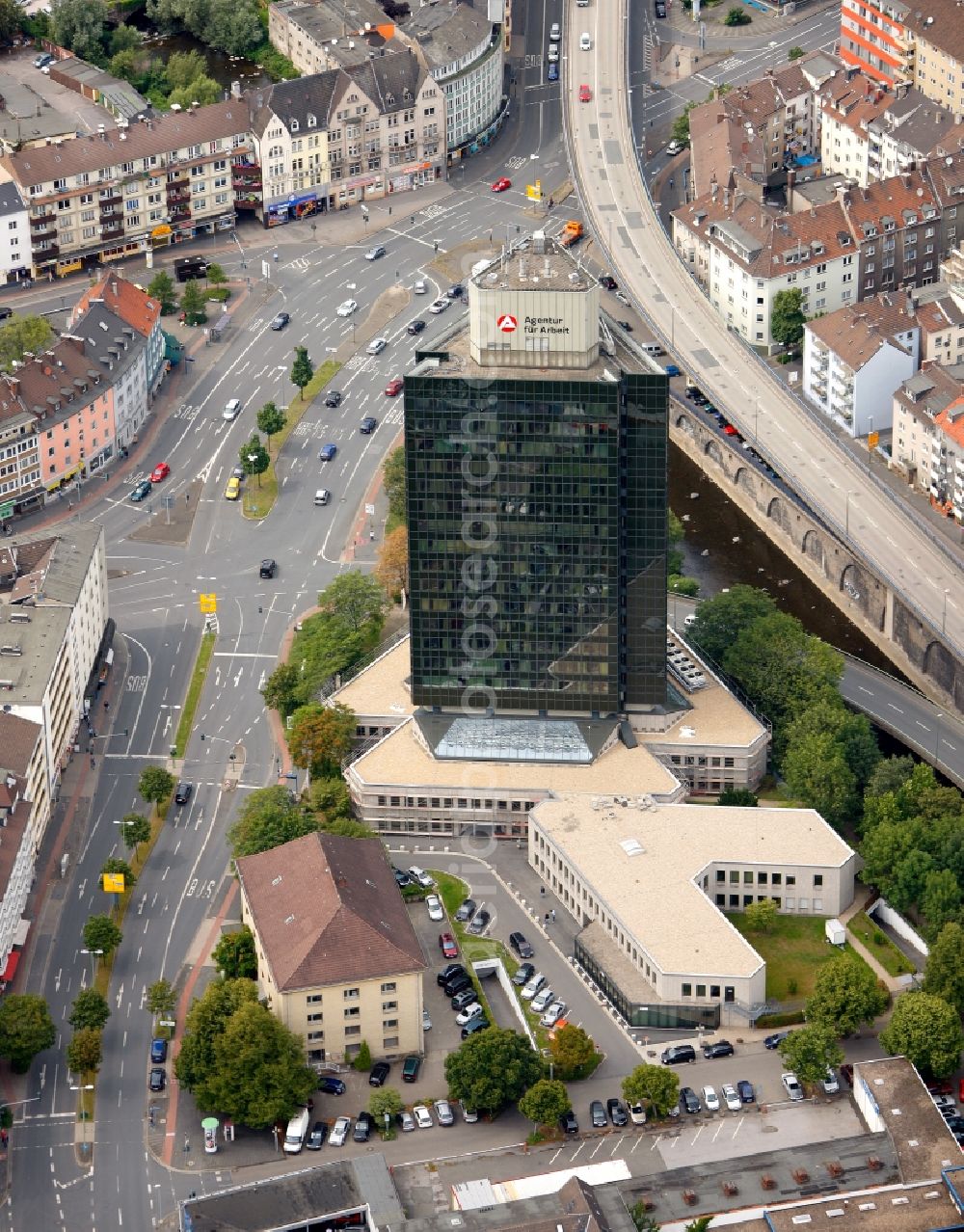 Aerial image Hagen - View of the agency of employment in Hagen in the state North Rhine-Westphalia