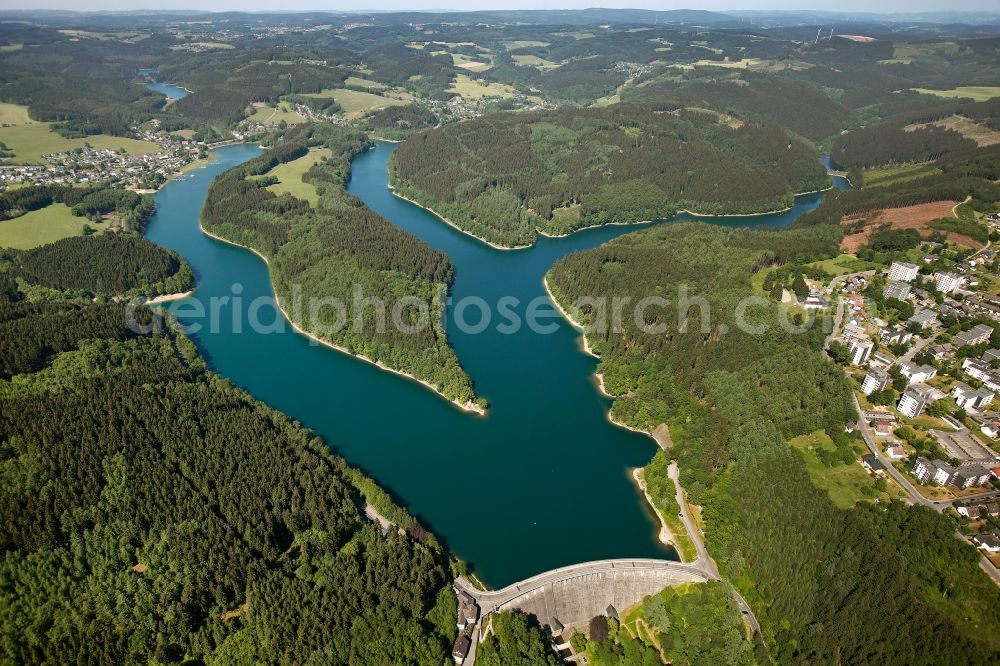 Aerial image Gummersbach - View of the Aggertalsperre in Gummersbach in the state of North Rhine-Westphalia