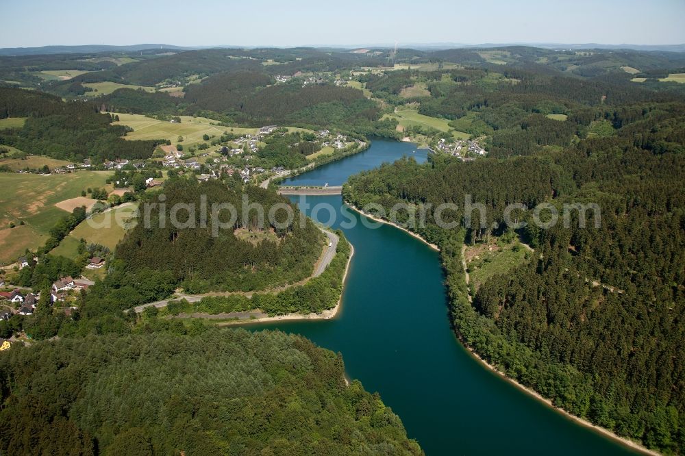 Gummersbach from the bird's eye view: View of the Aggertalsperre in Gummersbach in the state of North Rhine-Westphalia