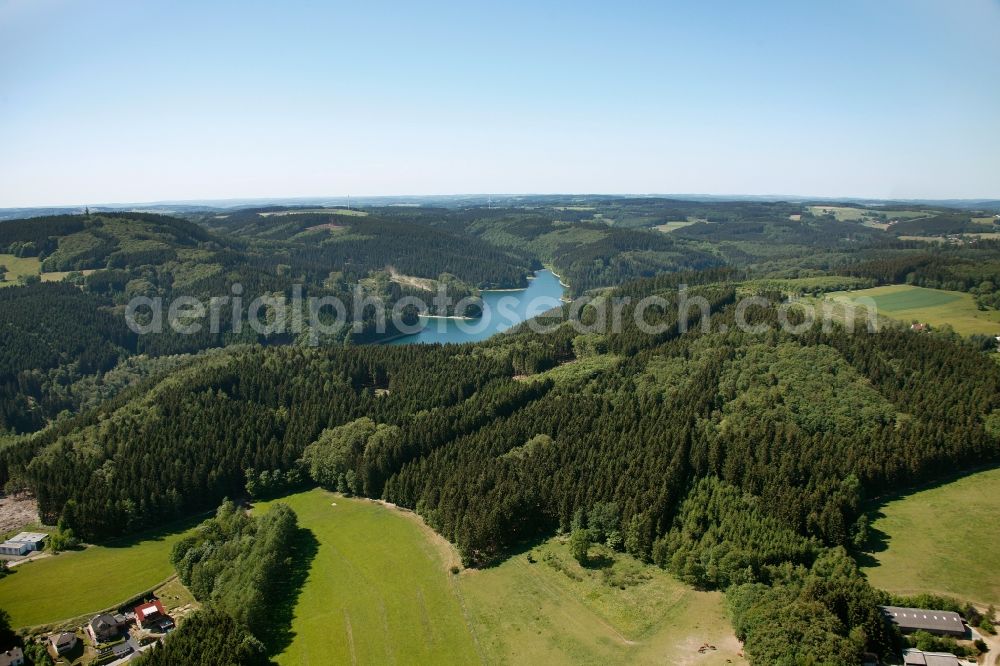 Gummersbach from above - View of the Aggertalsperre in Gummersbach in the state of North Rhine-Westphalia