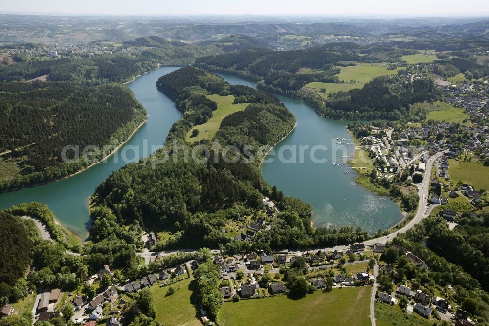 Gummersbach from the bird's eye view: View of the Aggertalsperre in Gummersbach in the state of North Rhine-Westphalia