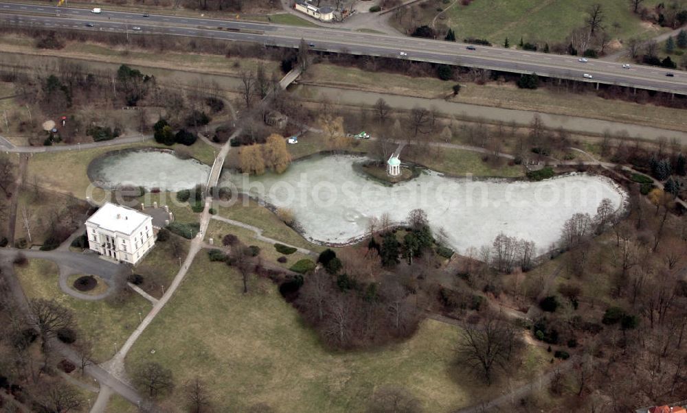 Markkleeberg from the bird's eye view: Blick auf das Areal des Agra Park in Markkleeberg, dem ehemaligen DDR- Landwirtschaftsausstellungsgelände. Das Gelände hat seinen Ursprung im Herfurthschen Landschaftspark, wurde in der DDR verstaatlicht und als landwirtschaftliches Ausstellungs- und Messegelände erweitert. Look at the area of the park in Agra Markkleeberg, the former GDR Agriculture Exhibition Hall. The area has its origin in Herfurthsche landscape park was nationalized in the GDR and expanded as an agricultural exhibition and fair grounds.