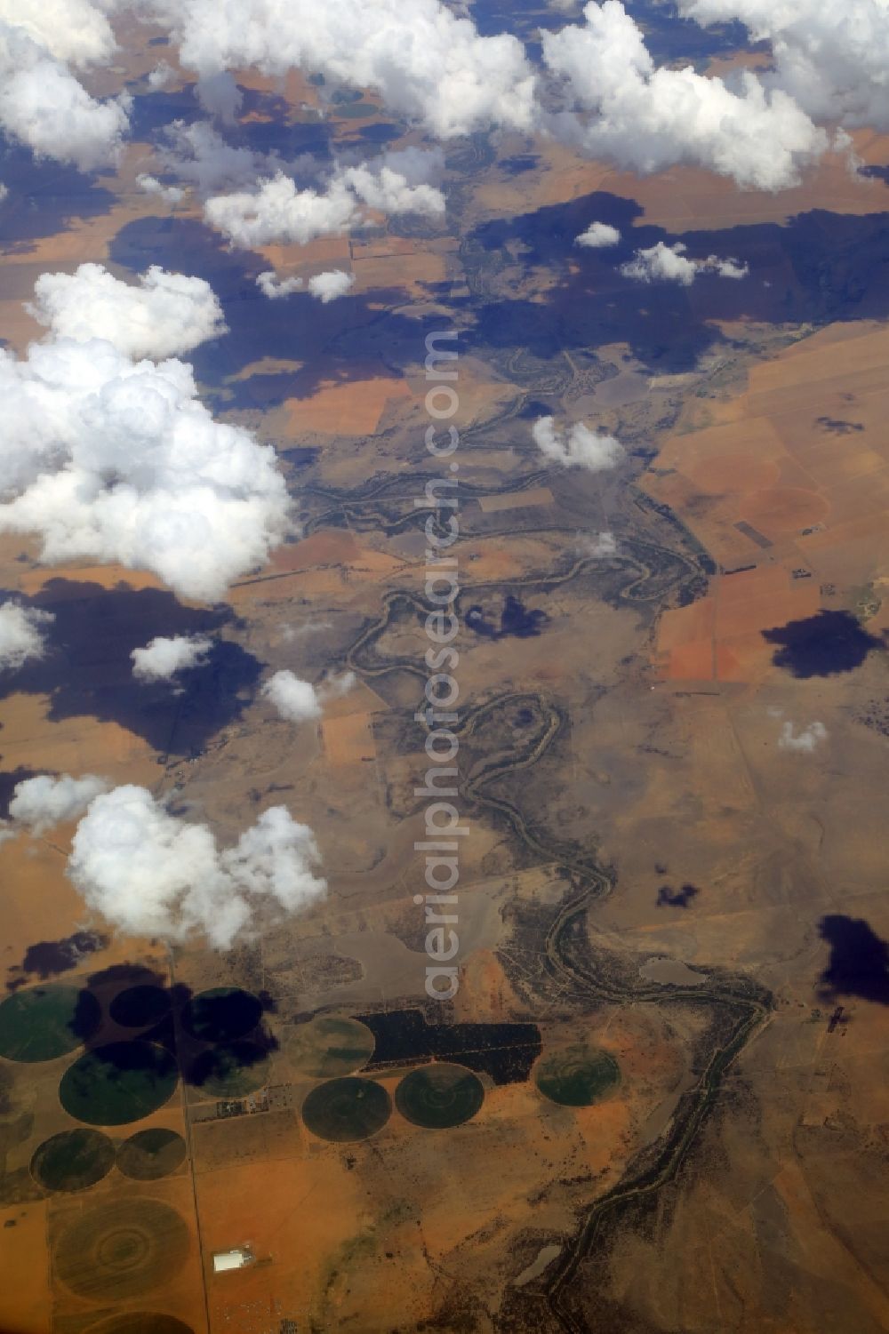 Aerial photograph Hoopstad - Agricultural Landscape at the Vet river course in Hoopstad in Freistaat, South Africa