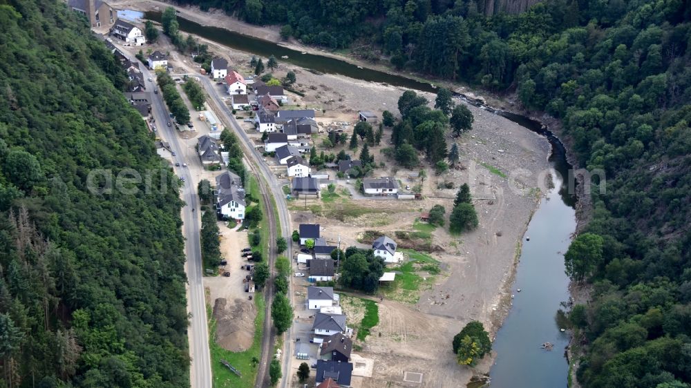 Aerial photograph Ahrbrück - Ahrbrueck after the flood disaster in the Ahr valley this year in the state Rhineland-Palatinate, Germany