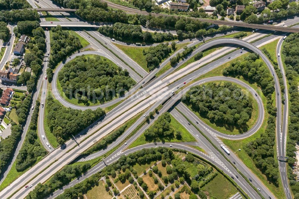 Aerial photograph Herne - Motorway junction Herne in North Rhine-Westphalia