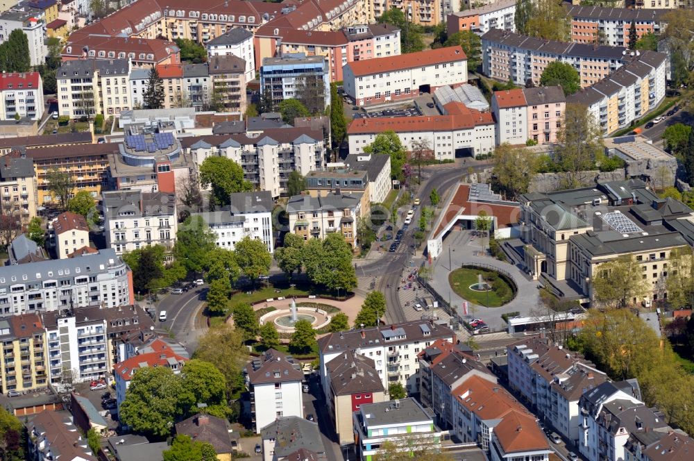 Frankfurt am Main from above - Ensemble square Alfred-Brehm-Platz at Fritz Zoo Palais in the inner city center in Frankfurt in the state Hesse