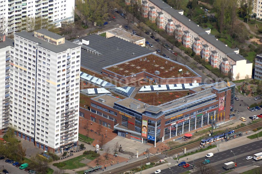 Aerial photograph Berlin - Blick auf das Allee-Center Berlin der ECE an der Landsberger Allee 277, 13055 Berlin, Tel.: 030 / 971 001 0, Fax: 030 / 971 001 66,