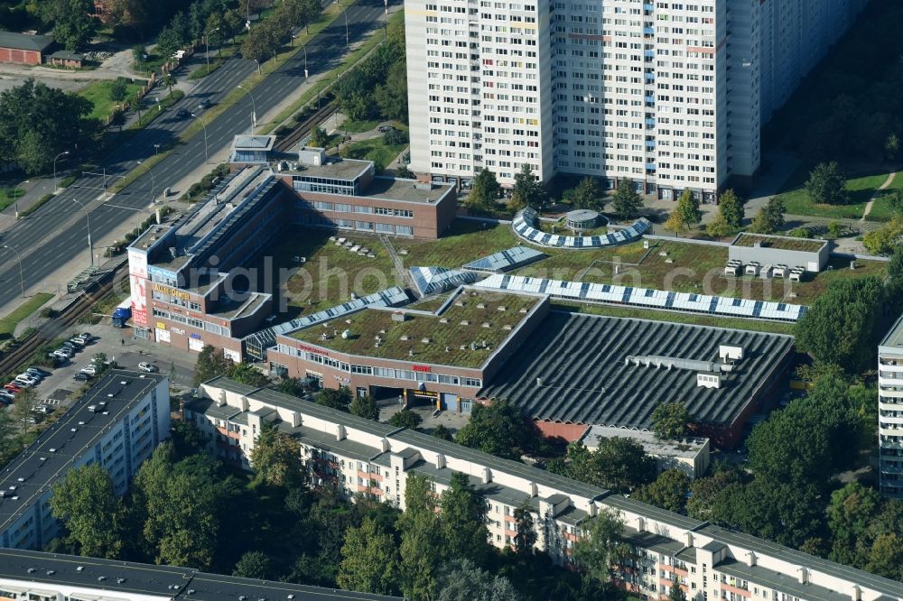 Aerial image Berlin - Building of the shopping center Allee-Center Berlin of ECE GmbH on Landsberger Allee in the district Lichtenberg in Berlin, Germany