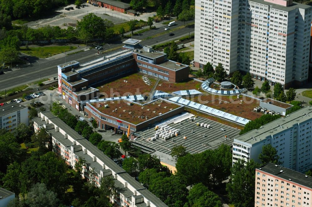 Berlin from above - Building of the shopping center Allee-Center Berlin of ECE GmbH on Landsberger Allee in the district Lichtenberg in Berlin, Germany