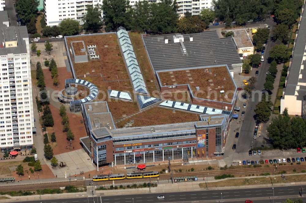 Aerial image Berlin - Blick auf das Allee-Center in Berlin-Lichtenberg. Es ist ein Projekt der ECE Projektmanagement GmbH und liegt an der Landsberger Allee 227 / Genslerstraße. Auf 12.300qm werden 50 Fachgeschäfte, Discounter, Gastronomie u.ä. angeboten. Kontakt: