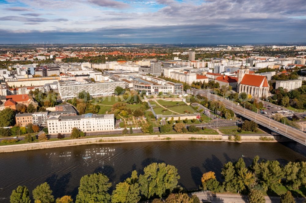 Aerial image Magdeburg - Of the Allee Center in the district of Altstadt in Magdeburg in the state of Saxony-Anhalt