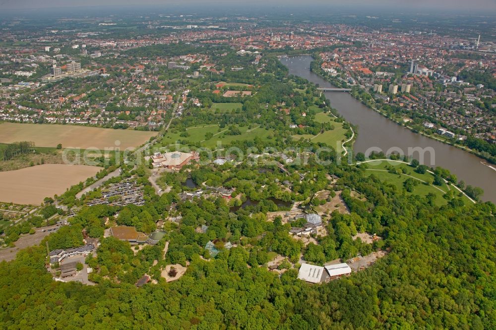 Münster from the bird's eye view: View of the Allwetterzoo Muenster in the state of north Rhine-Westphalia