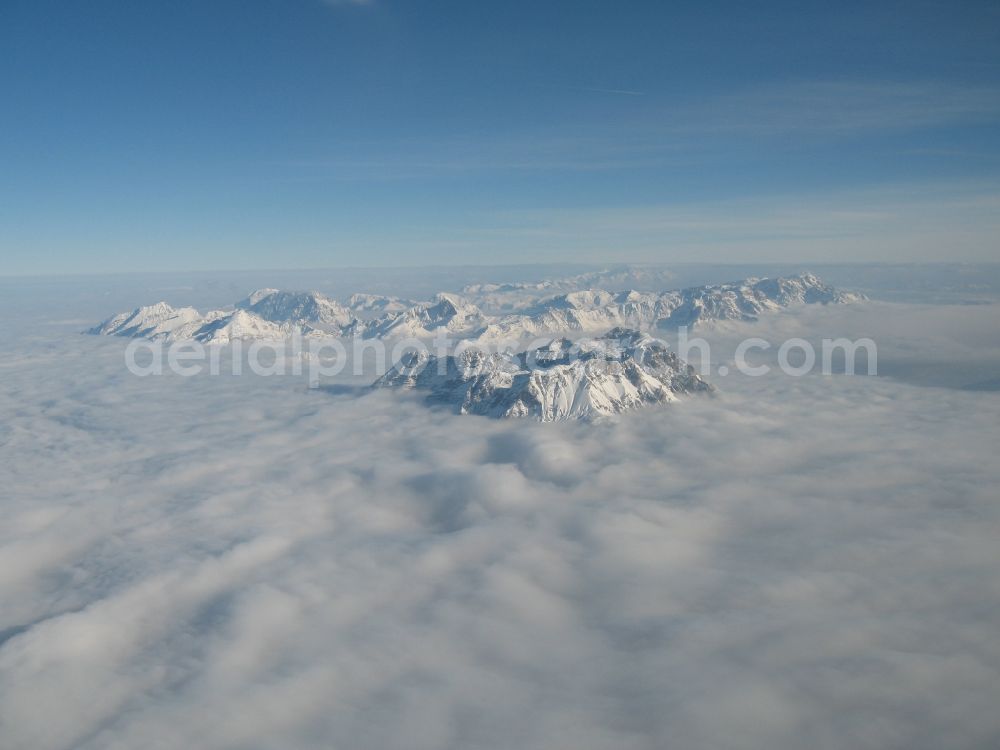 Zermatt from the bird's eye view: Wintry snowy Alps in Switzerland