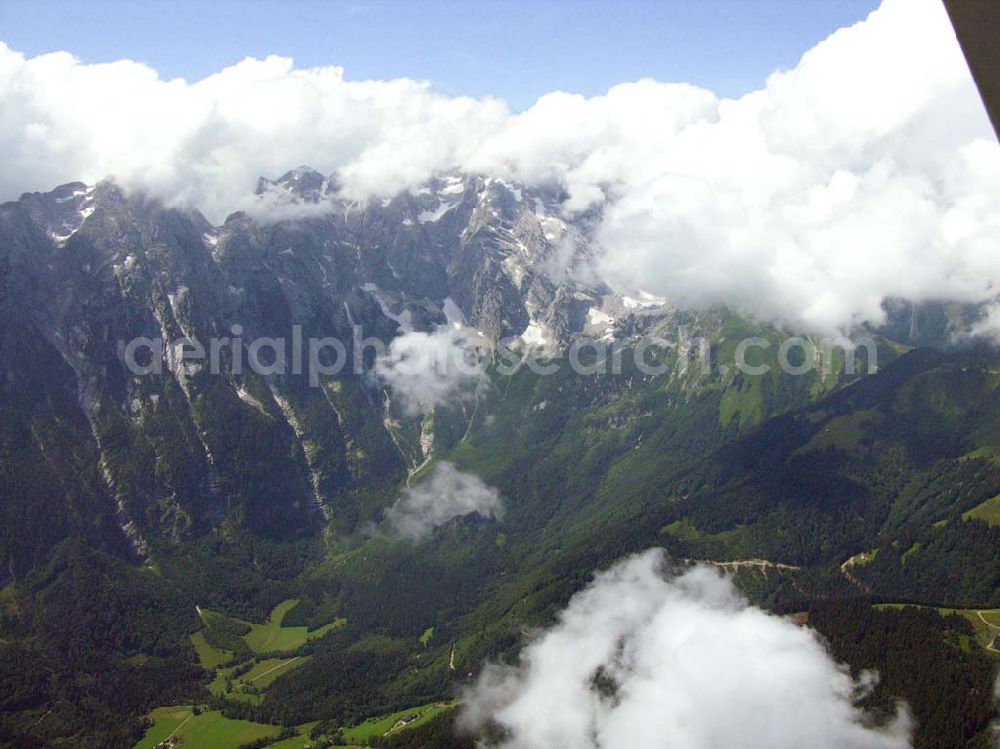 Berchtesgaden from the bird's eye view: Blick auf das Alpenland um Berchtesgaden in der Nähe des zweithöchsten Bergs von Deutschland dem Watzmann