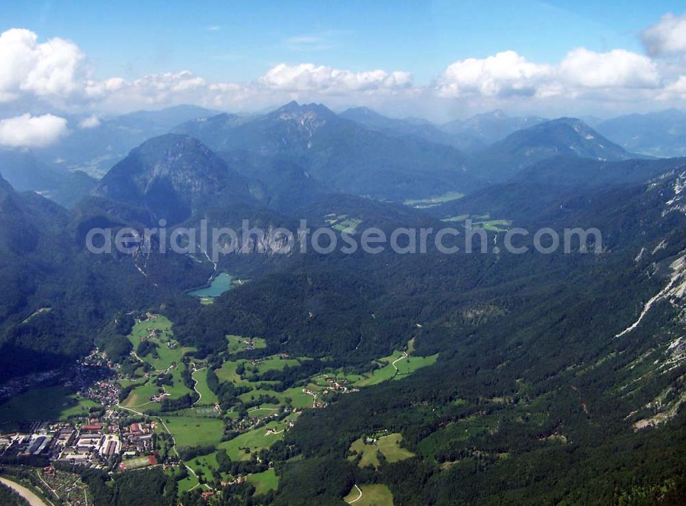 Aerial image Berchtesgaden - Blick auf das Alpenland um Berchtesgaden in Bayern