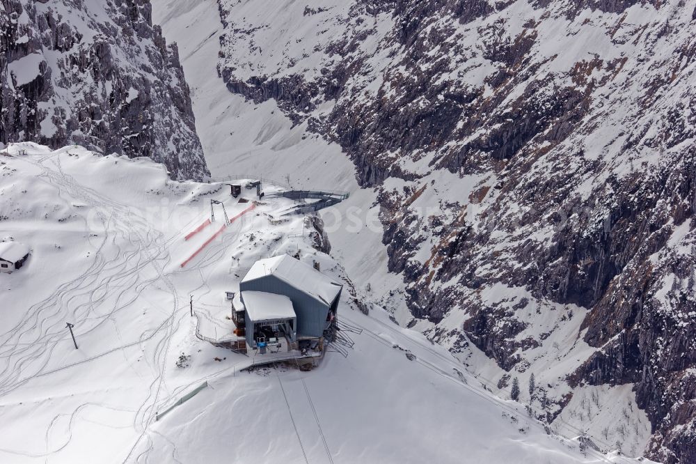 Aerial image Grainau - Wintry snowy AlpspiX viewing platform in Grainau in the state Bavaria, Germany