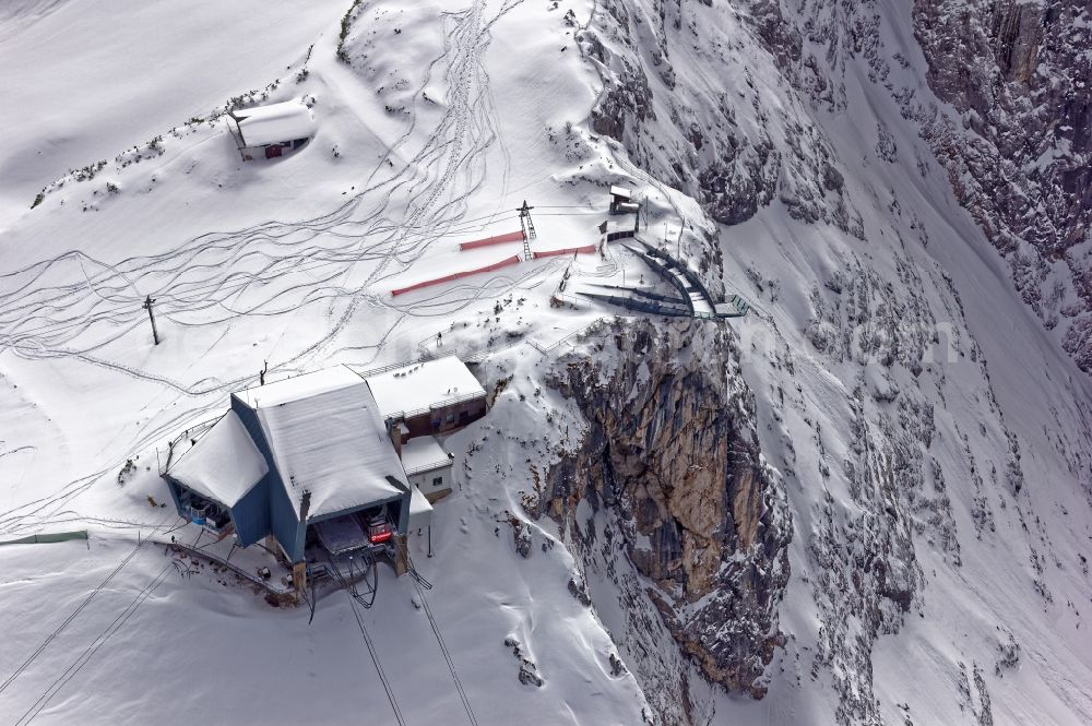 Grainau from above - Wintry snowy AlpspiX viewing platform in Grainau in the state Bavaria, Germany