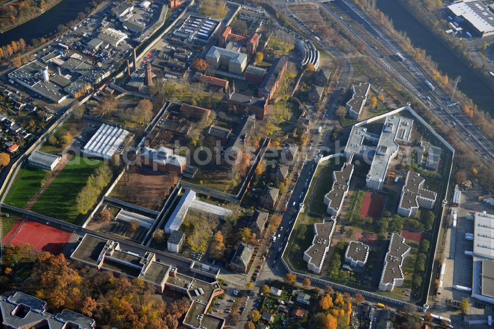 Berlin from above - The prison has six law enforcement and several special areas. It is the largest prison in Germany. It was built as Royal Prison Tegel in 1898