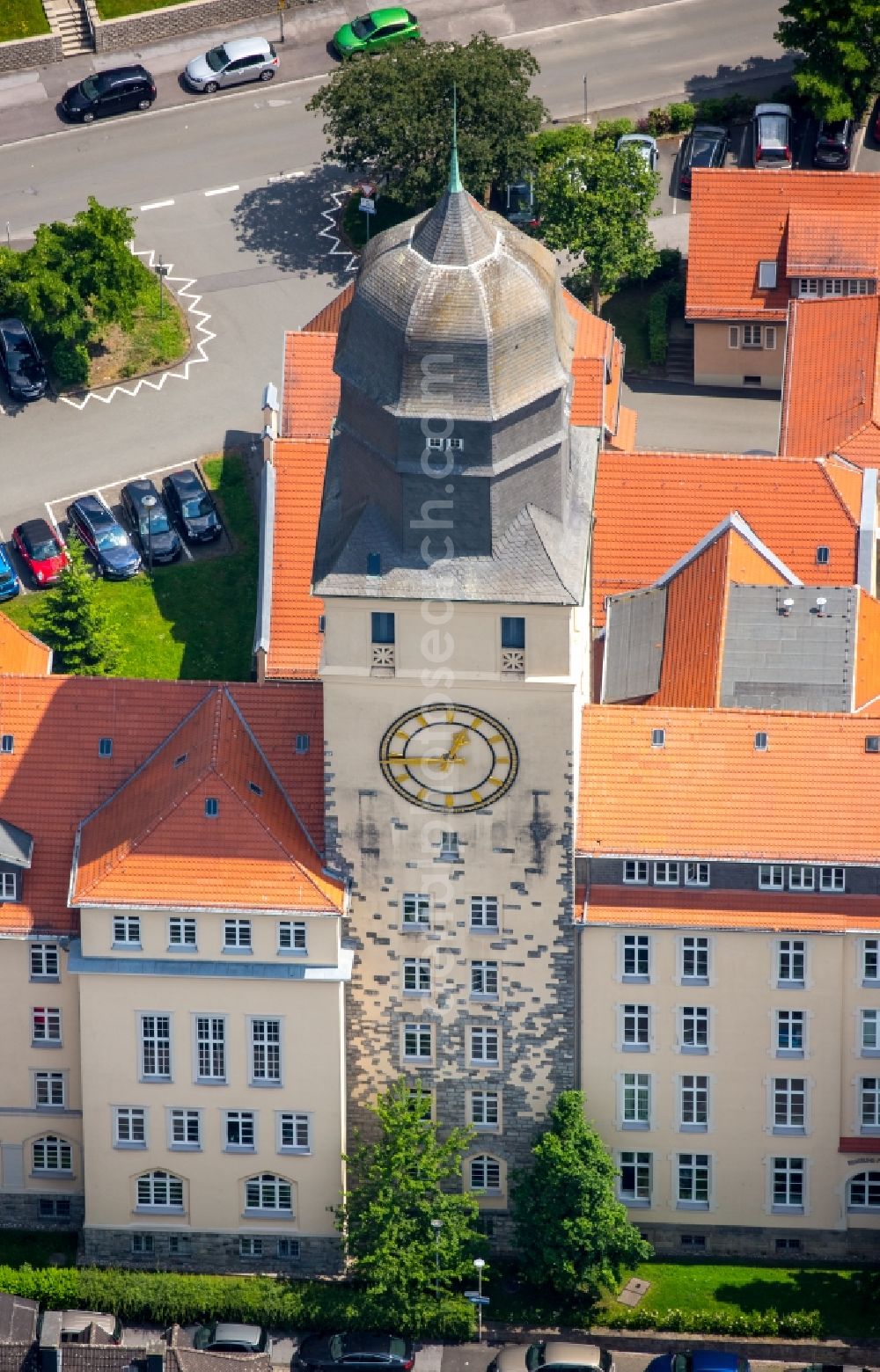 Arnsberg from the bird's eye view: Historic old buildings building complex of the new government in Arnsberg Arnsberg in North Rhine-Westphalia