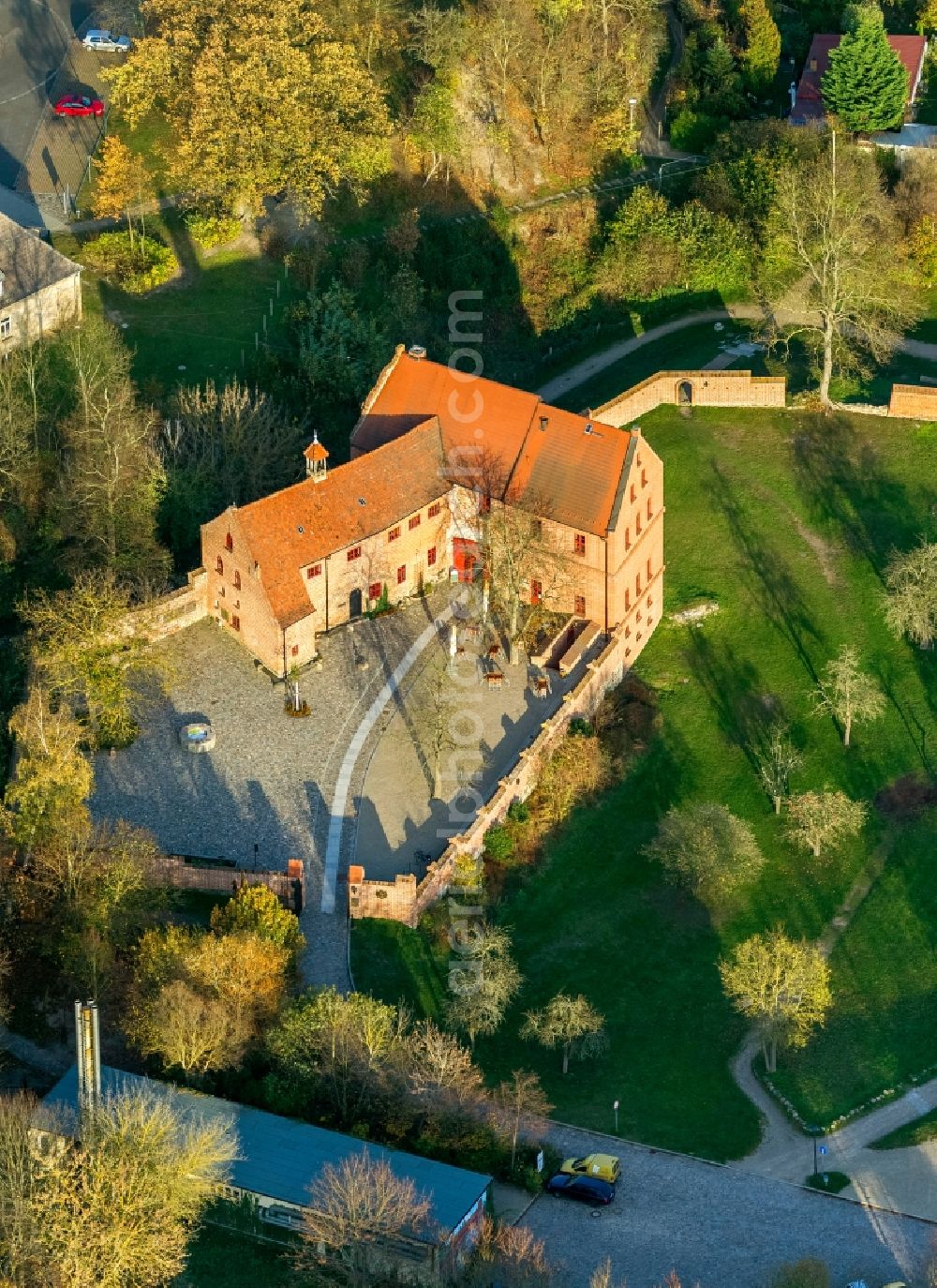 Penzlin from above - View of the old castle in Penzlin in the state Mecklenburg-West Pomerania