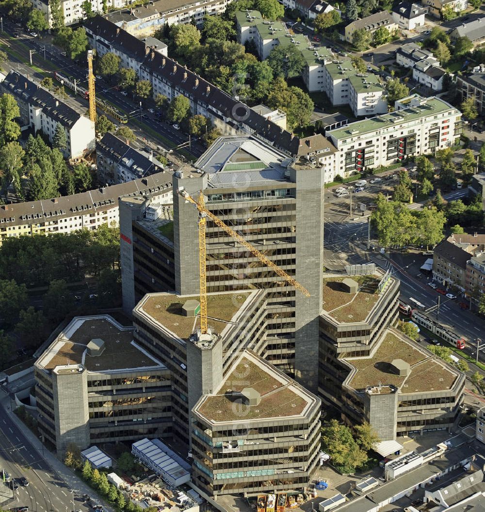 Köln from above - Die Gebäude der alten Hauptverwaltung der Deutschen Krankenversicherung AG in der Scheidtweilerstraße. The building of the old headquarters of the German Health Insurance Company in the Scheidtweilerstrasse.